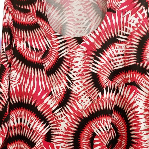 Premise Abstract Black/Pink/Tan/White Scoop Neck Women's Top Sz XL - Picture 3 of 7